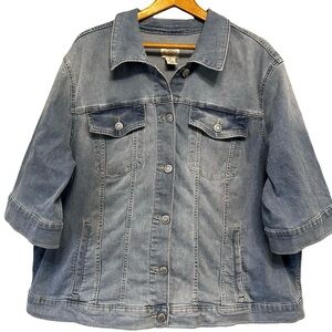St John’s Bay Blue Denim Short Sleeve Lightweight Jacket 3X Summer Office Casual
